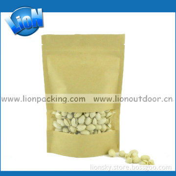 Food Grade Ziplock Stand up Kraft Paper Bag with Window